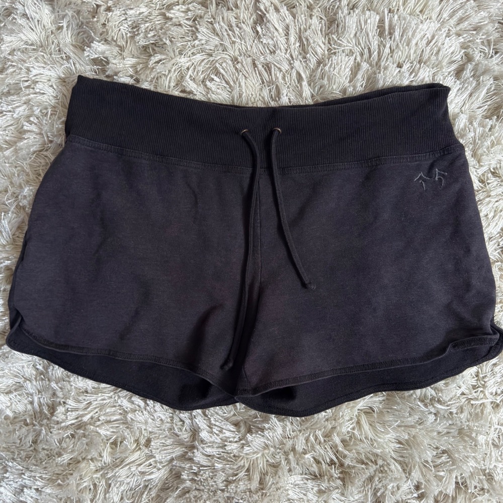 Black Bamboo Viscose Dolphin Shorts Drawstring Yoga Lounge Green Apple Womens L
